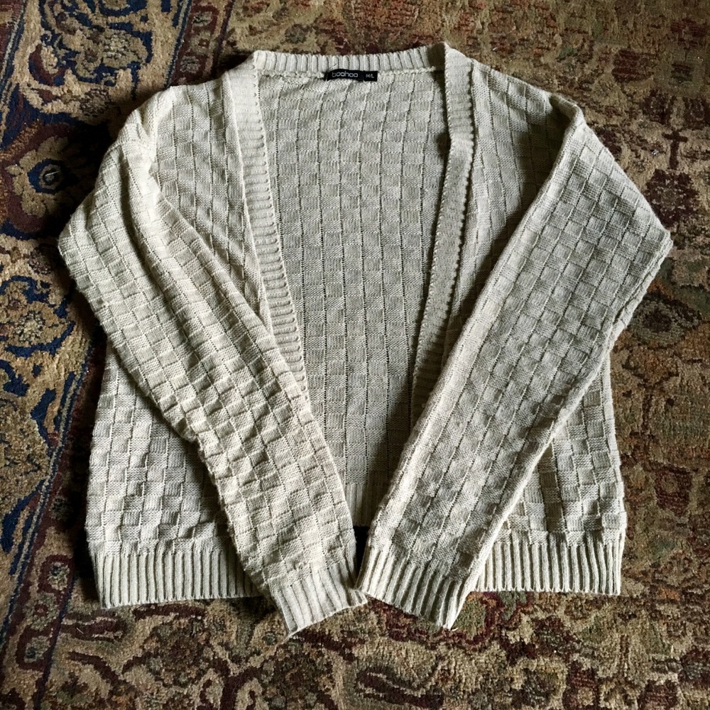 Beige Cross-Stitch Cardigan